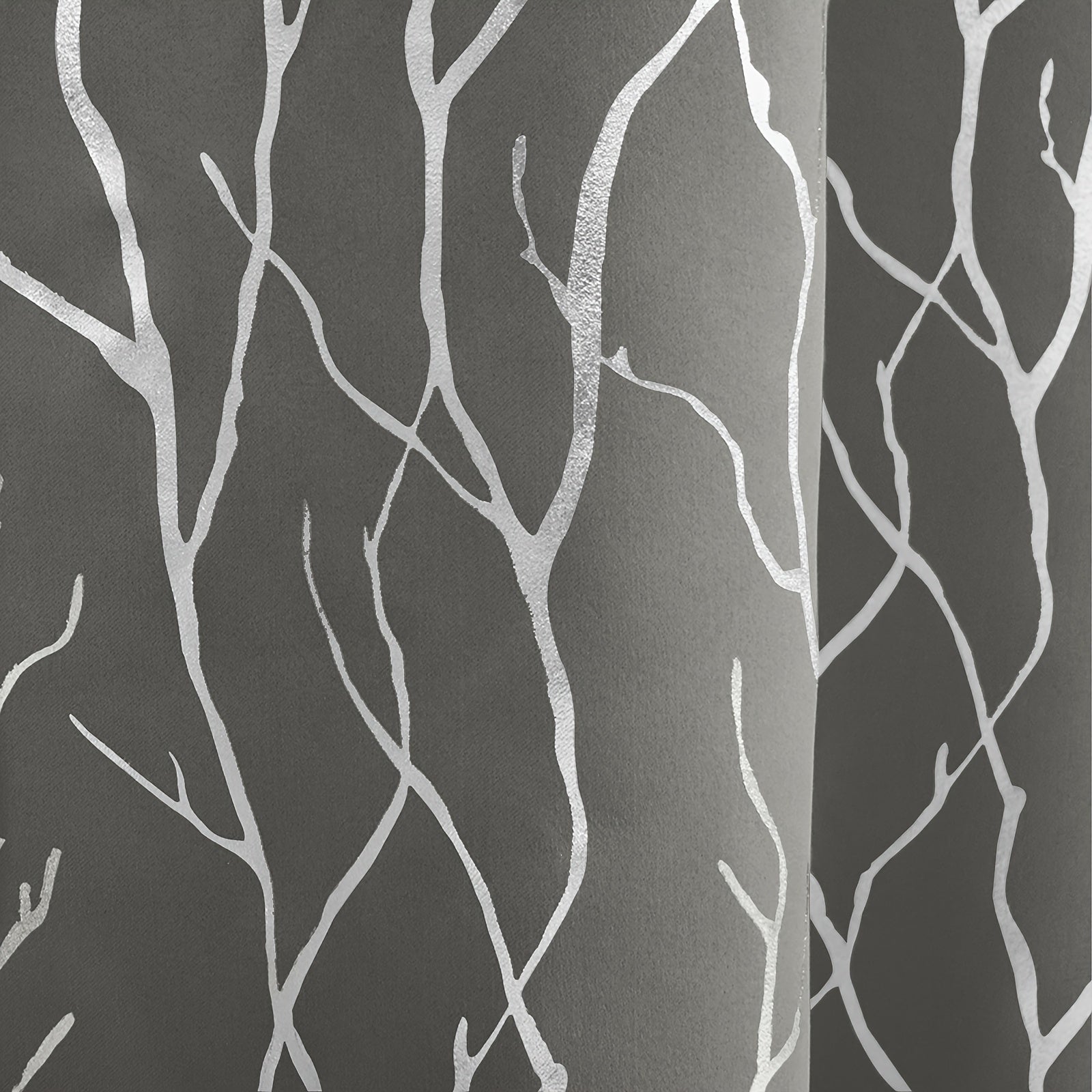 Grey Silvery Branch Blackout Curtain