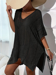 Boho Style Eyelet Hollow Knit Beach Cover Up Dress