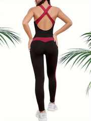 Criss Cross Yoga Jumpsuit Fitness Gym Activewear