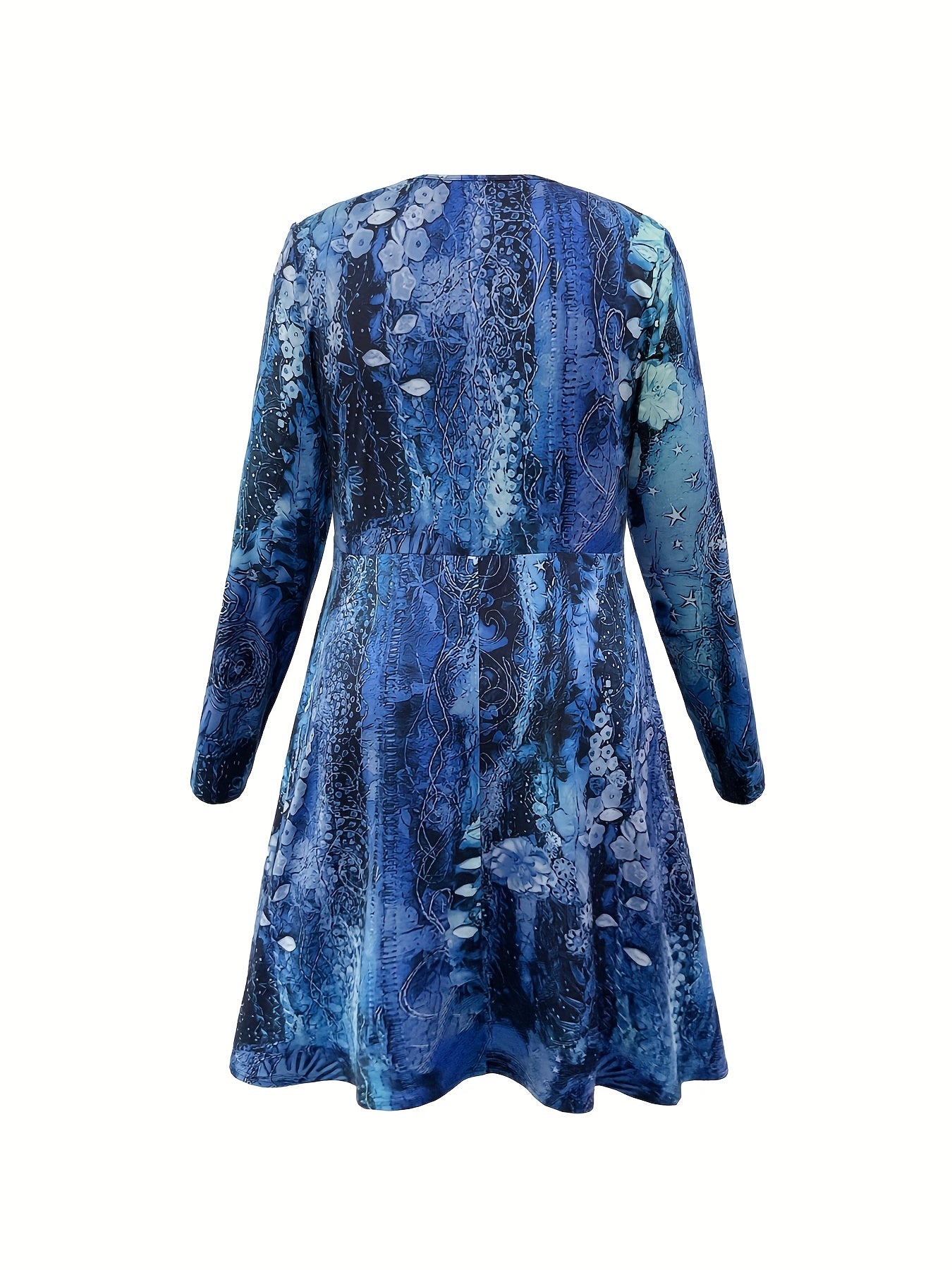 Floral Print V Neck Pleated Dress Plus Size