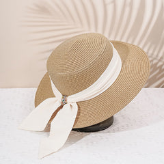 Bow Decor Women's Straw Hat For Ladies Christmas Gift For Her