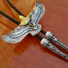 Eagle Bolo Tie Neckline Titanium Steel Skull Bolo Tie Gothic Cosplay Necktie