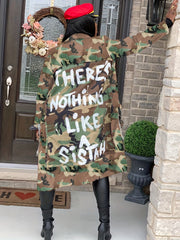 Camo Print Coat With Pockets Women's Outerwear