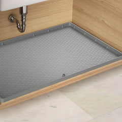 Waterproof Silicone Under Sink Mat with Drain Hole - Cabinet Tray Protector