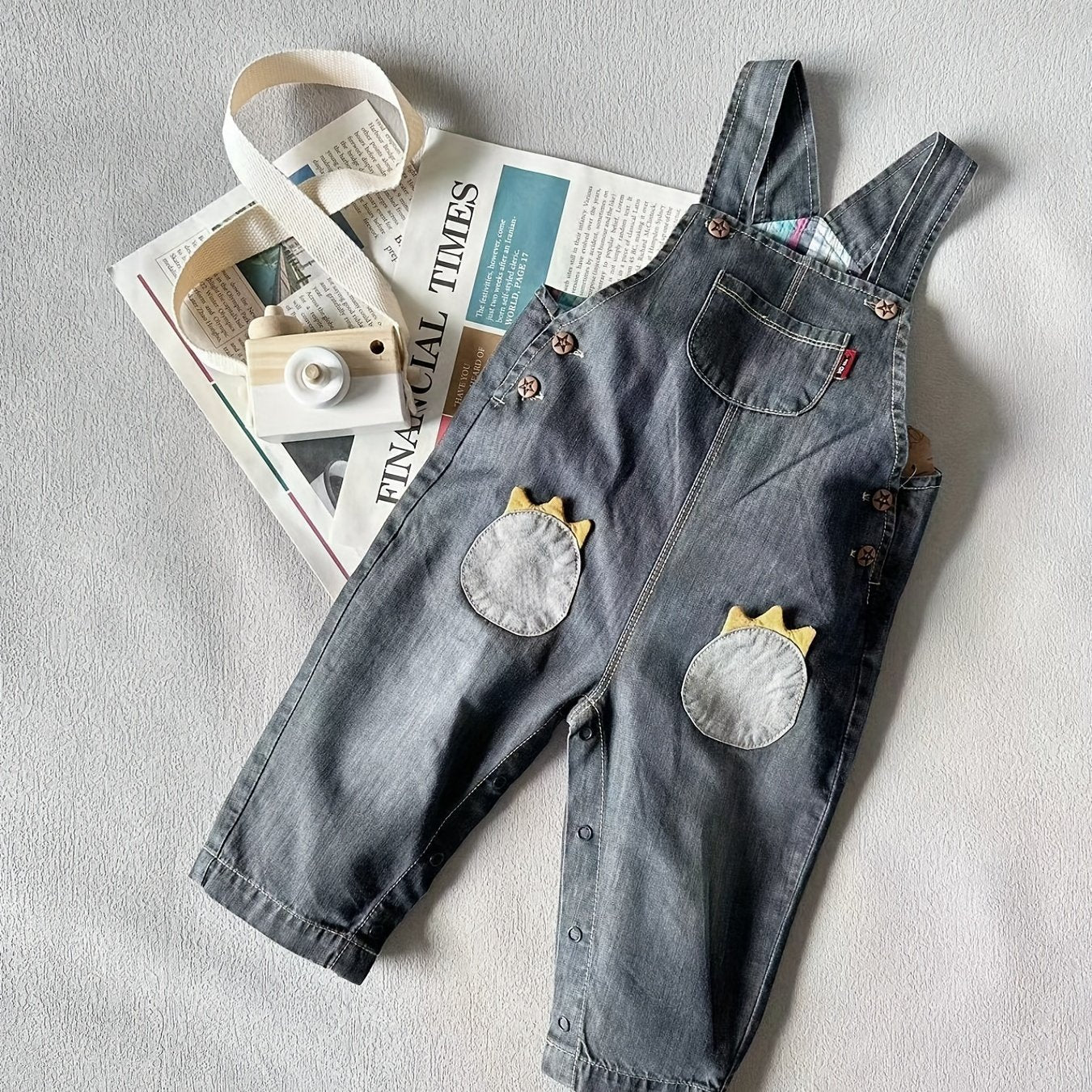 Baby Boys Suspender Pants Dinosaur Palm Print Pocket Overalls
