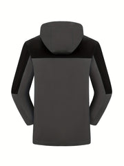 Men's Casual Hooded Block Waterproof Windbreaker Jacket Coat