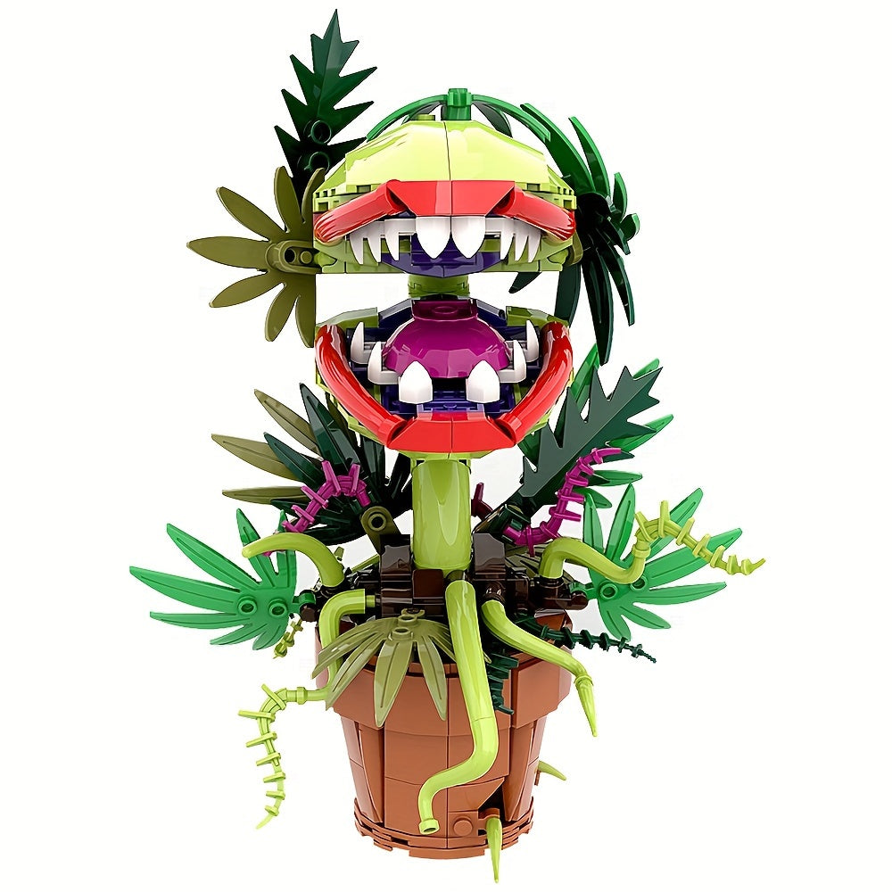 Carnivorous Plant Building Blocks Fun Green Leaves & Red Tongue