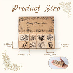 8pcs Vintage Flowers Wooden Rubber Stamps Set - Craft Scrapbook Card Making DIY