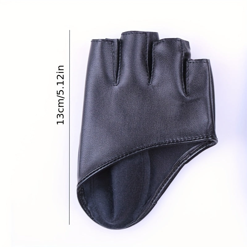 PU Leather Half Finger Gloves for Women