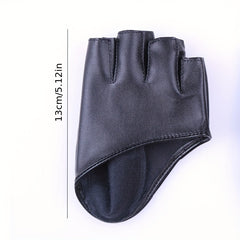 PU Leather Half Finger Gloves for Women