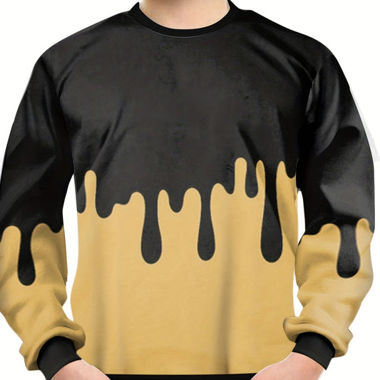Teens Contrast 3D Print Sweatshirt Kids Casual Streetwear