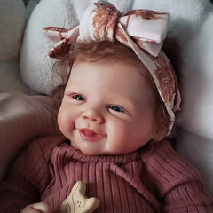 19in Realistic Vinyl Smiling Reborn Doll w/Fabric Body Hand Implanted Hair