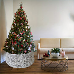 57-99cm Silvery Sequin Christmas Tree Skirt w/ Decoration & Glitter Velvet