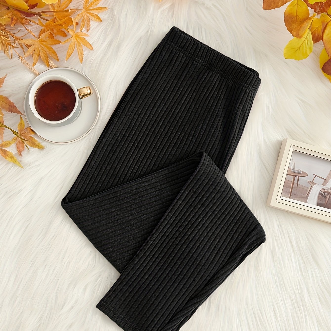 Women's Plus Ribbed Knit Waist Sleep Leggings