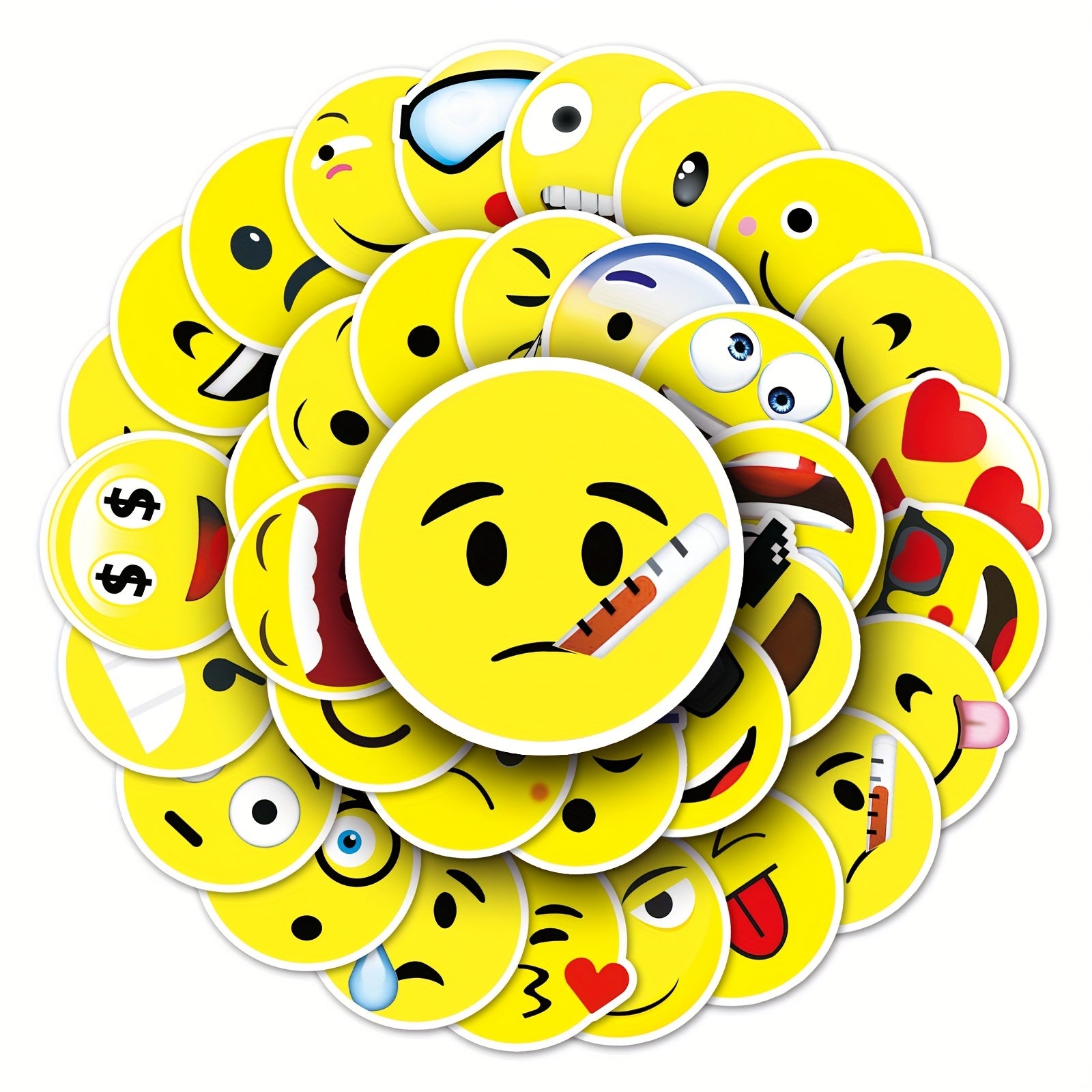 50pcs Smiling Face Stickers Waterproof Luggage Graffiti Motorcycle Car