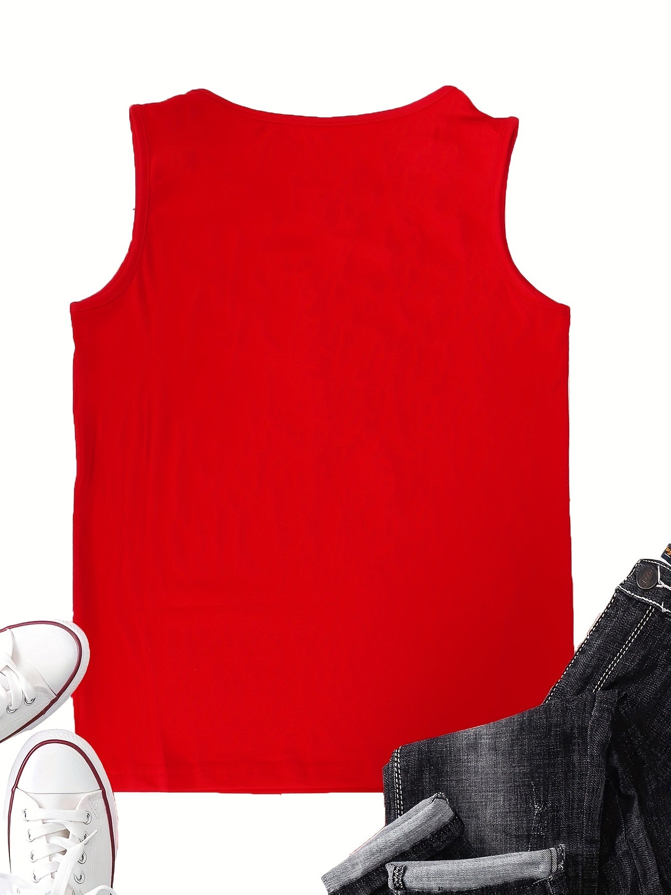 Flag Print Tank Top Women's Sleeveless V Neck Casual Top