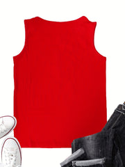 Flag Print Tank Top Women's Sleeveless V Neck Casual Top