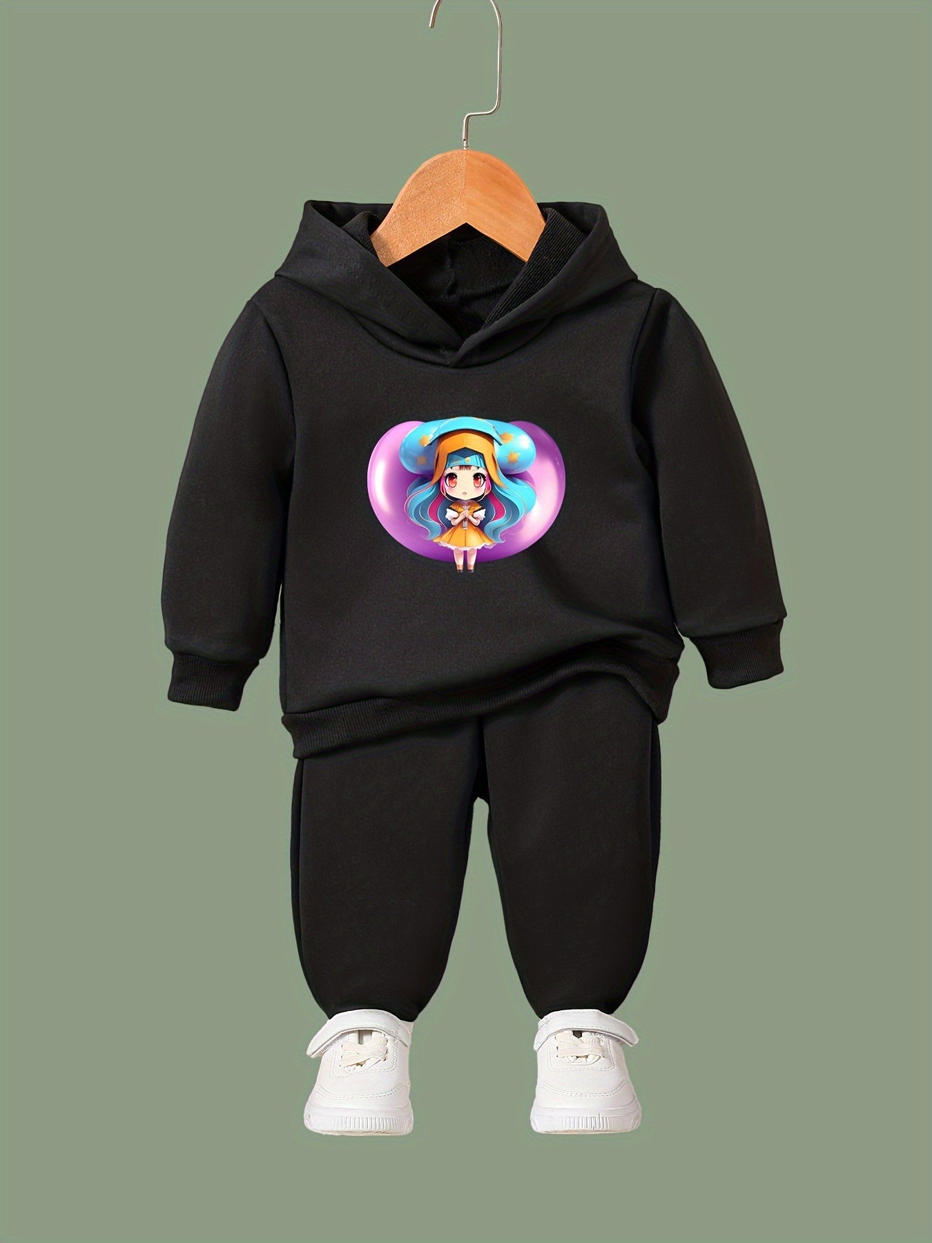 OERYUI Girls Boys 2pcs Cartoon Hoodies Pants Set Spring Fall Sports