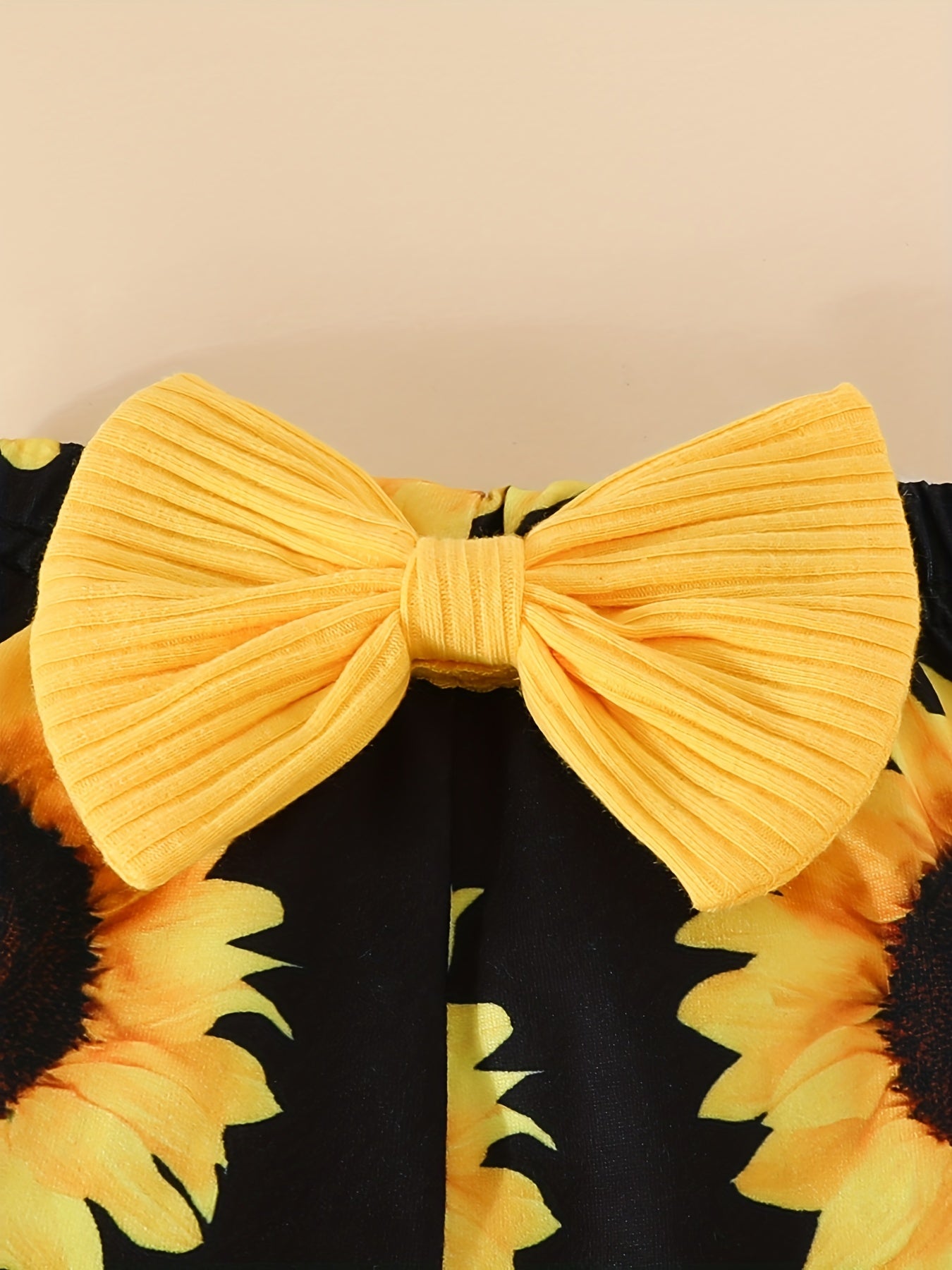 Baby Girl Ruffle Romper Sunflower Print Outfit Set