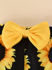 Baby Girl Ruffle Romper Sunflower Print Outfit Set
