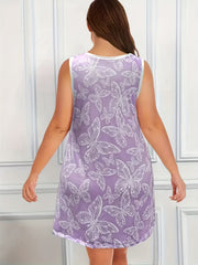 Butterfly Print V Neck Bow Tank Sleep Dress
