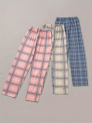 Plaid Print Sleep Bottoms Cozy Home Sleep Pants Women's Loungewear