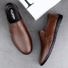 CLOHOO Custom Leather Loafer Shoes with Rubber Sole