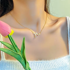 Heartbeat Pendant Necklace Geometric Clavicle Chain