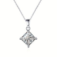 1CT Princess Cut Moissanite Necklace 925 Sterling Silver - Engagement Gift