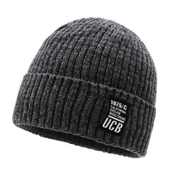 Men's Winter Plush Warm Knitting Hat Cold Proof Letter Hat