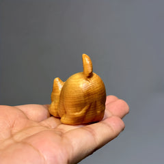 Lazy Kitten Wood Carving Ornament Tea Pet Pendant