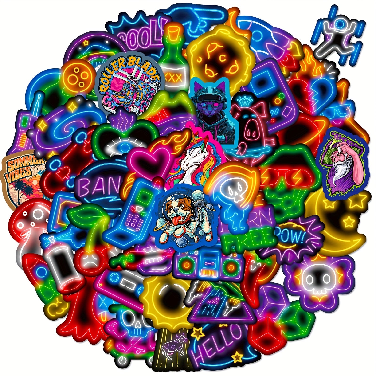 Neon Graffiti Sticker Pack - Waterproof Fun Stickers