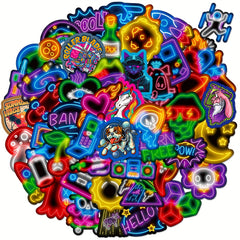 Neon Graffiti Sticker Pack - Waterproof Fun Stickers