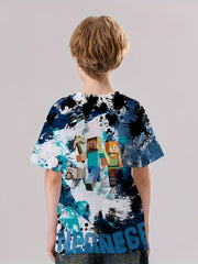 3D Print Boy's Casual Tees Short Sleeve Crew Neck T shirt Kids Summer Sports