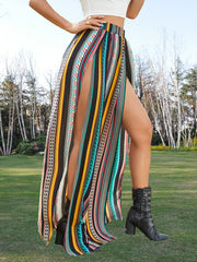 Elastic Waist Split Skirt Casual Solid Skirt for Spring & Summer