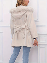Solid Pockets Hooded Jacket for Women