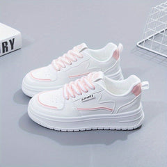 Women's Colorblock Flatform Sneakers Low Round Toe Lace Up Non slip Shoes