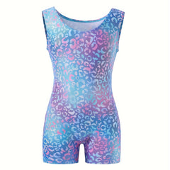 Leopard Print Gymnastics Suit Girls Dance Leotard