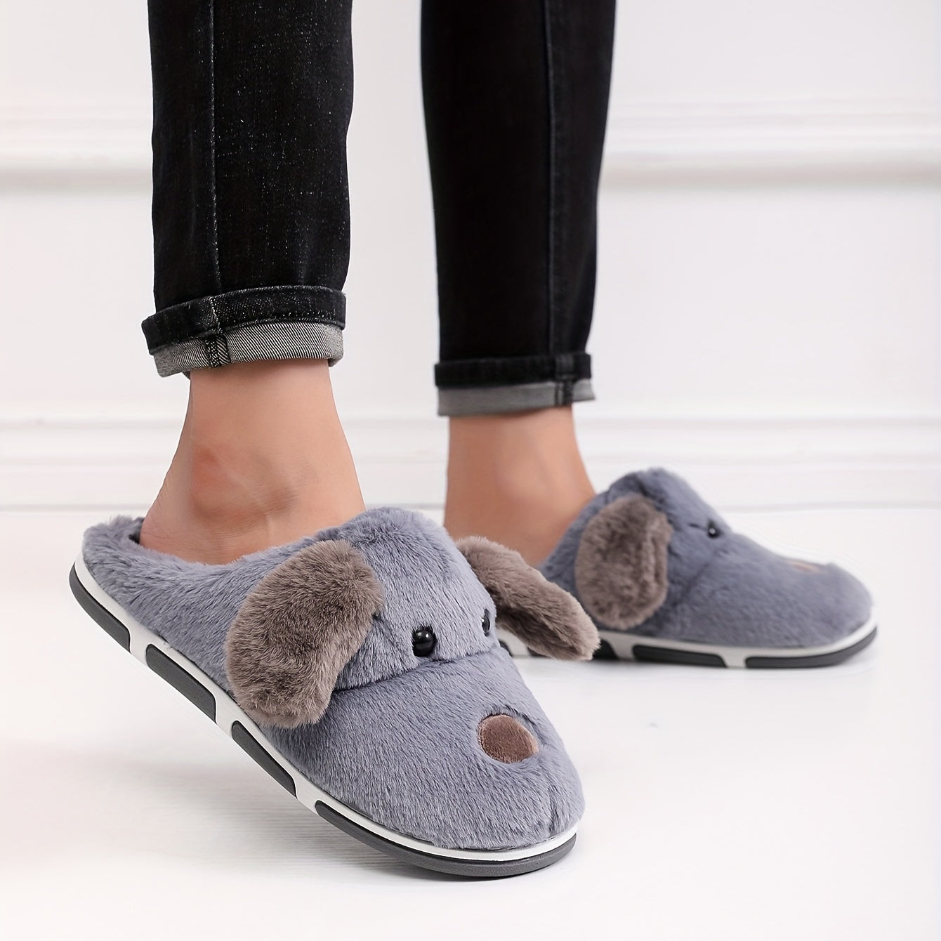 Cartoon Animal Plush House Slippers for Men