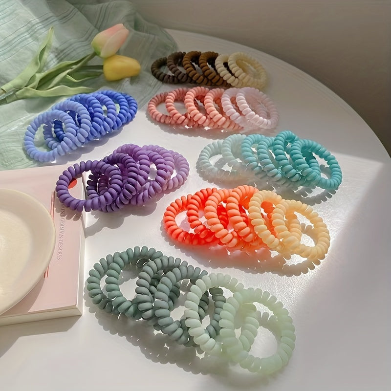 6pcs Telephone Wire Hair Ties Ponytail Holders Scrunchies Hair Accessories