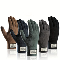 Men's Knitted Gloves Velvet Thickened Warm Touch Screen Cycling Gloves
