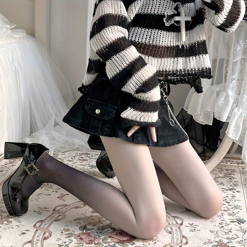 Ombre Mesh Pantyhose High Waist Slim Fit Footed Pantyhose Women's Stockings