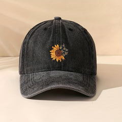 Unisex Sunflower Butterfly Baseball Cap Adjustable Outdoor Sport Hat