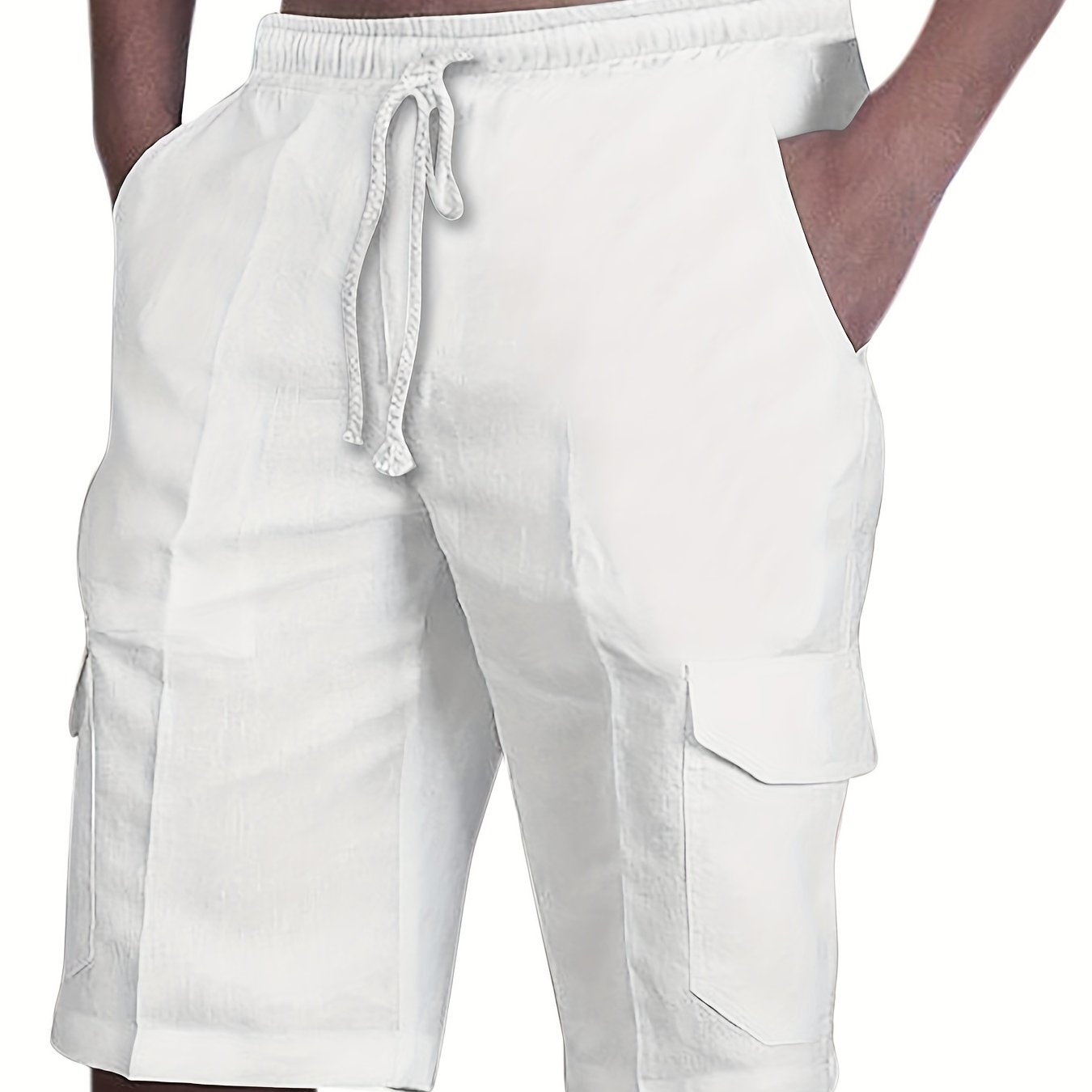 Men's Drawstring Cargo Short Pants Flap Pocket Loose Shorts