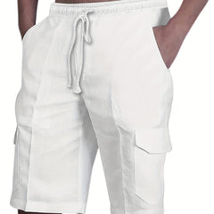 Men's Drawstring Cargo Short Pants Flap Pocket Loose Shorts