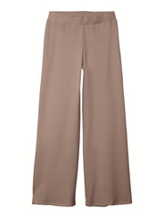 Girls Ribbed Cotton Wide Leg Trousers for Casual Wear