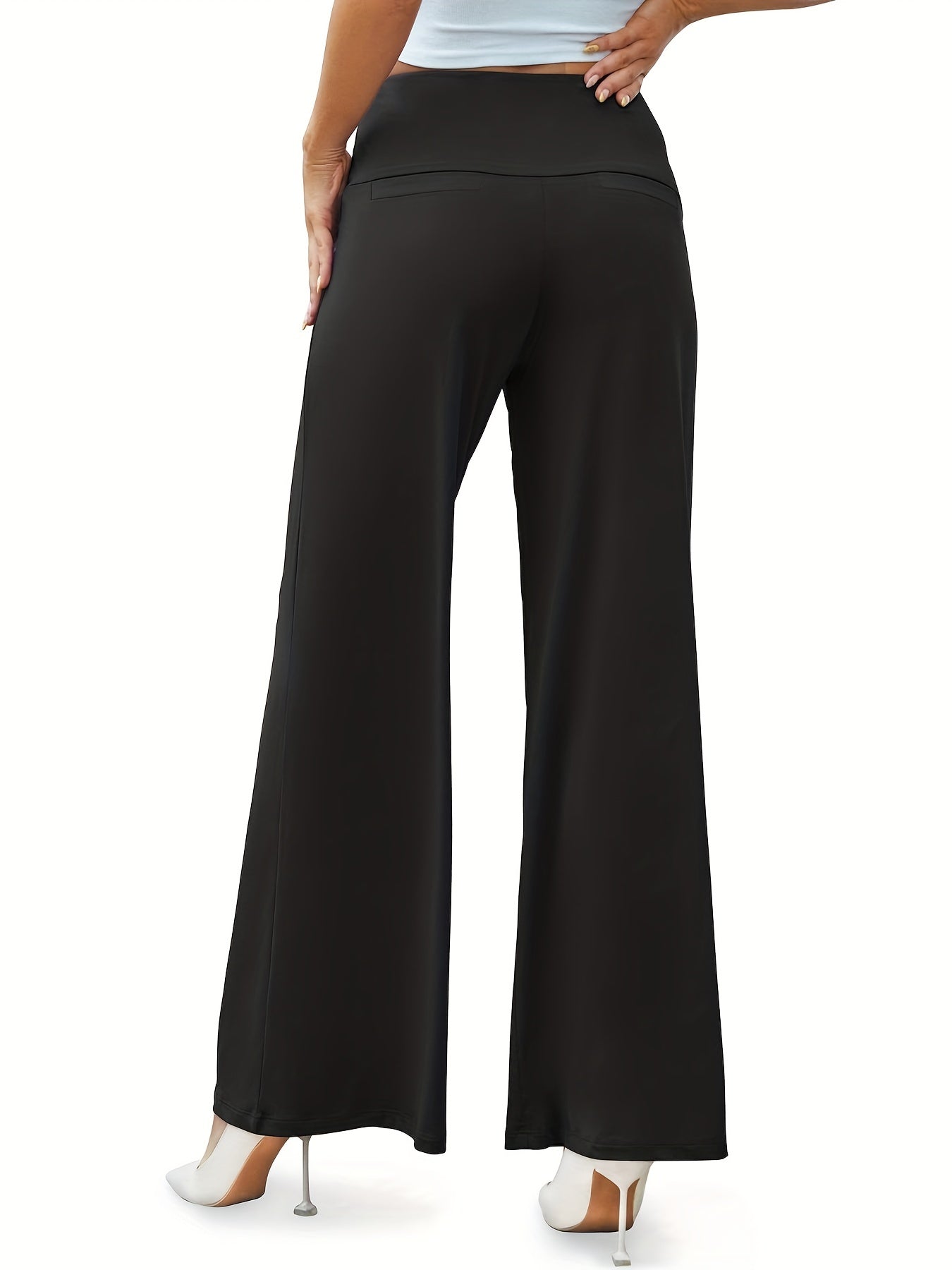 Solid Wide Leg Pants Casual Loose Pants For Spring & Summer