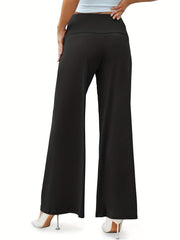 Solid Wide Leg Pants Casual Loose Pants For Spring & Summer