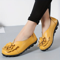 Women's Flower Decor Flat Shoes Solid Low Top Slip On Shoes