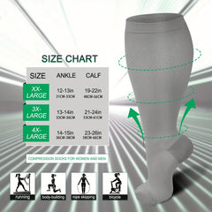 Copper Compression Socks 20-30 mmHg Plus Size Knee High Sports Running Cycling